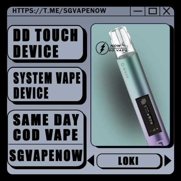 DD TOUCH DEVICE (SG VAPE)  DD Touch Device outsell is made of space aluminium, with obvious aroma experience and cool lighting effect. It has global intiative touch screen to adjust high and low power also. Specification : Low Power: 7W High Power: 10W Rechargeable via Type-C Cable Compatible Pod With : R-one Pod Relx Classic Pod Lana Pod Sp2 Pod Zeuz Pod Kizz Pod Color Available List : BLACK ADAM LOKI THOR VISION WINTER SOLDIER SG VAPE COD SAME DAY DELIVERY , CASH ON DELIVERY ONLY. ORDER BEFORE 5PM , SAME DAY NIGHT SLOT 7PM – 10PM RECEIVED PARCEL. TAKE BULK ORDER /MORE ORDER PLS CONTACT US : SGVAPENOW WHATSAPP VIEW OUR DAILY NEWS INFORMATION VAPE : SGVAPENOW CHANNEL SHOP MORE NOW : SGVAPENOW