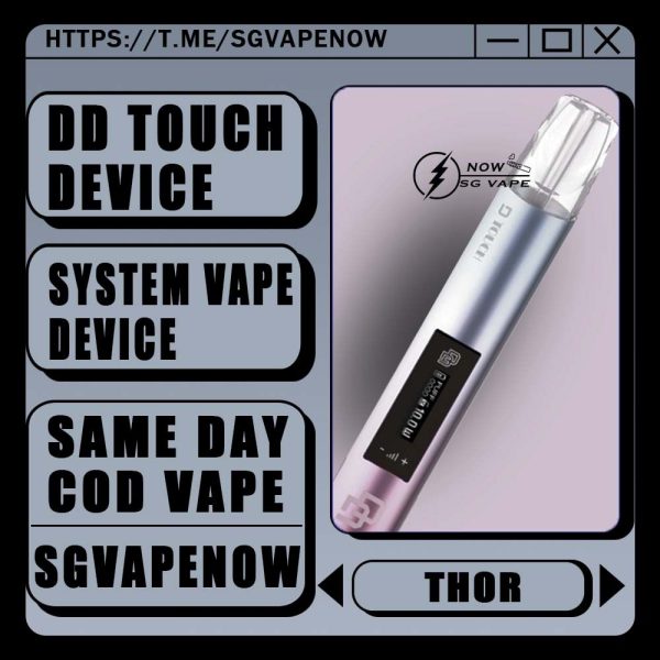 DD TOUCH DEVICE (SG VAPE)  DD Touch Device outsell is made of space aluminium, with obvious aroma experience and cool lighting effect. It has global intiative touch screen to adjust high and low power also. Specification : Low Power: 7W High Power: 10W Rechargeable via Type-C Cable Compatible Pod With : R-one Pod Relx Classic Pod Lana Pod Sp2 Pod Zeuz Pod Kizz Pod Color Available List : BLACK ADAM LOKI THOR VISION WINTER SOLDIER SG VAPE COD SAME DAY DELIVERY , CASH ON DELIVERY ONLY. ORDER BEFORE 5PM , SAME DAY NIGHT SLOT 7PM – 10PM RECEIVED PARCEL. TAKE BULK ORDER /MORE ORDER PLS CONTACT US : SGVAPENOW WHATSAPP VIEW OUR DAILY NEWS INFORMATION VAPE : SGVAPENOW CHANNEL SHOP MORE NOW : SGVAPENOW